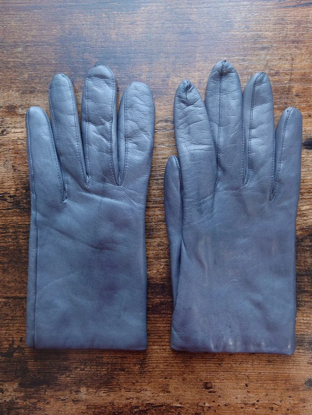 ARIS Women's Leather Gloves 100% Cashmere Lined Size 7.5 Gray